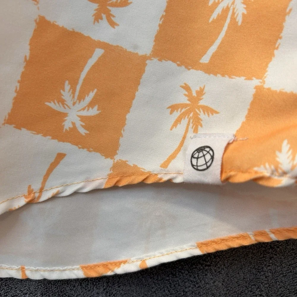Free Planet Mens Large Hawaiian Lined Swim Trunks & Shirt Orange & White